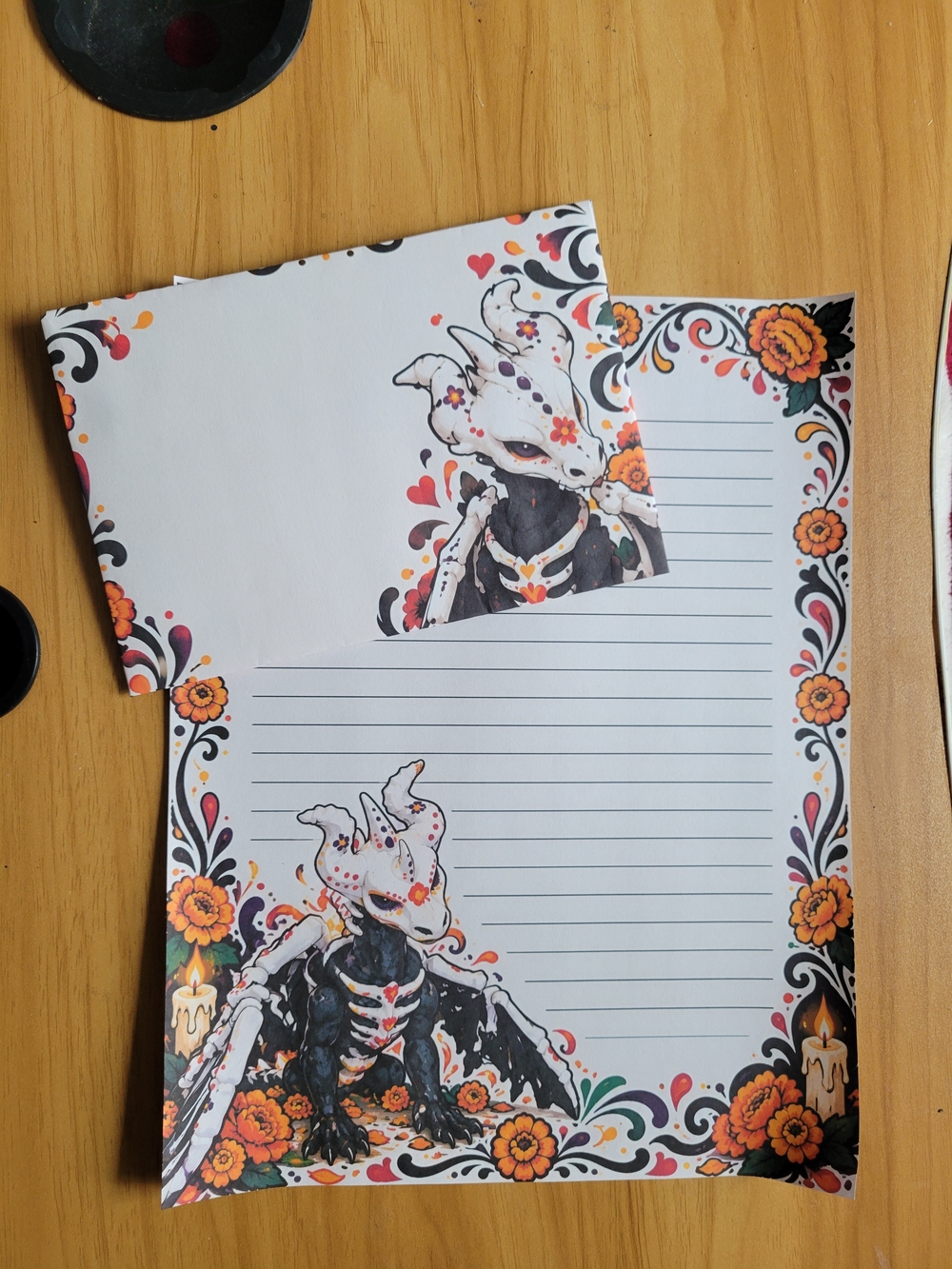 🎃BUY 2 GET 1 FREE🎃Hand Crafted  24pc Floral Skeleton Dragon Writing Set